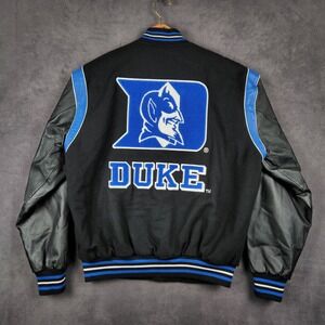 Vintage 90s Jeff Hamilton Duke Blue Devils Leather Varsity Jacket Mens Large